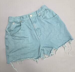 Vintage YoYo Shorts Teal Aqua High Rise Cutoff Shorts Frayed Sz 3 5 XXS XS 90s